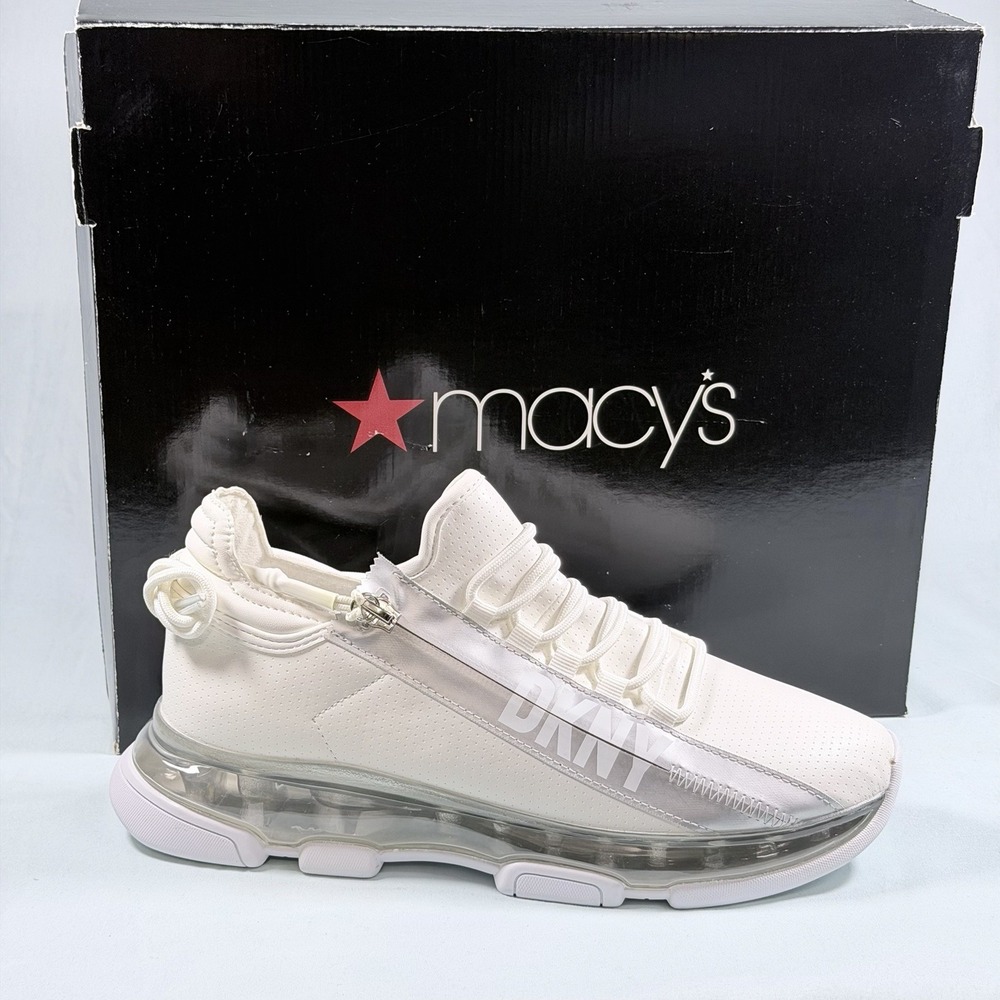 DKNY Size-10M Women's Tokyo Lace-Up Zip White Sneaker